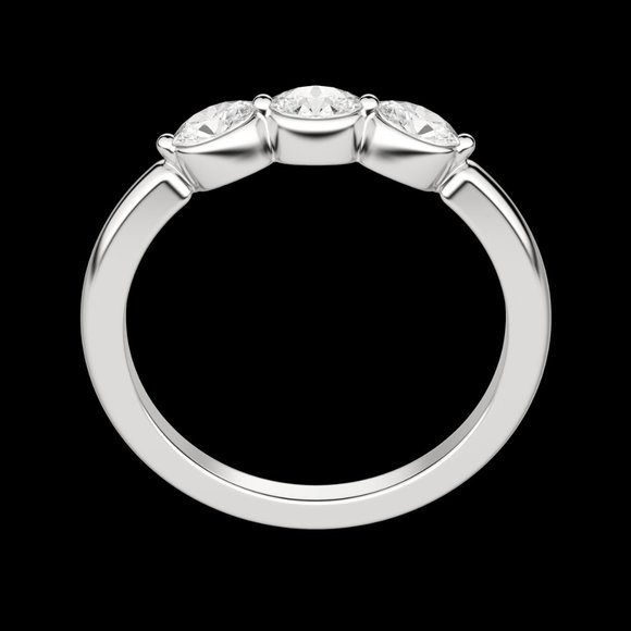 Three Stone Oval Anniversary Band - Picture 2 of 8